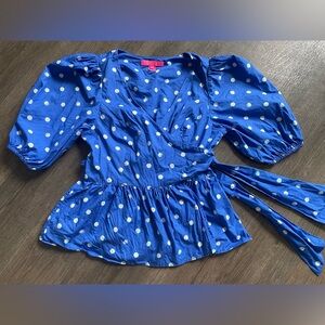 Lilly Pulitzer Blue Polka Dot Blouse